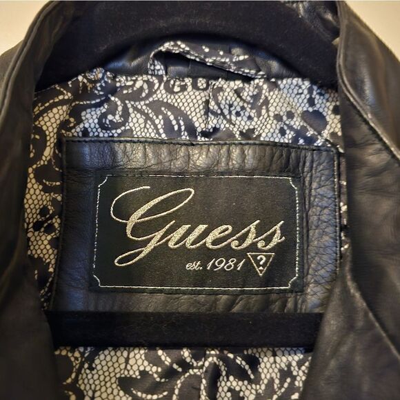 GUESS Genuine Leather Moto Jacket - Size Medium - Picture 8 of 11